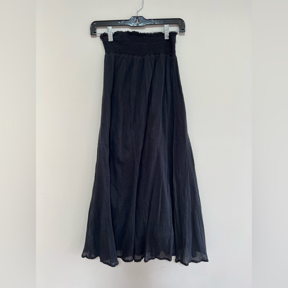 Athleta Flowy 100% Cotton Bohemian Lightweight Maxi Skirt in Black, size XS - Picture 2 of 7